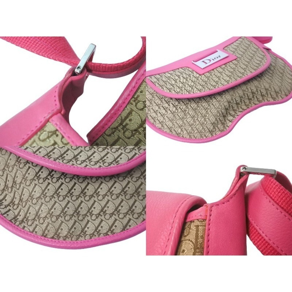 Christian Dior Trotter Shoulder Bag Canvas Leather Pink Brown - Picture 8 of 10